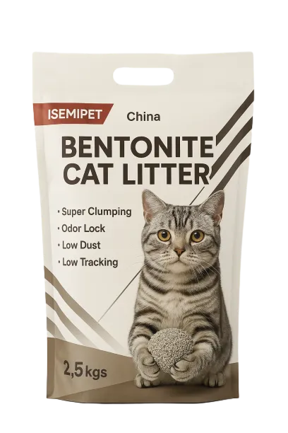 Super Clumping Bentonite Cat Litter in Diecut Handle Flat Bottom Bag by Isemipet Isemipet
