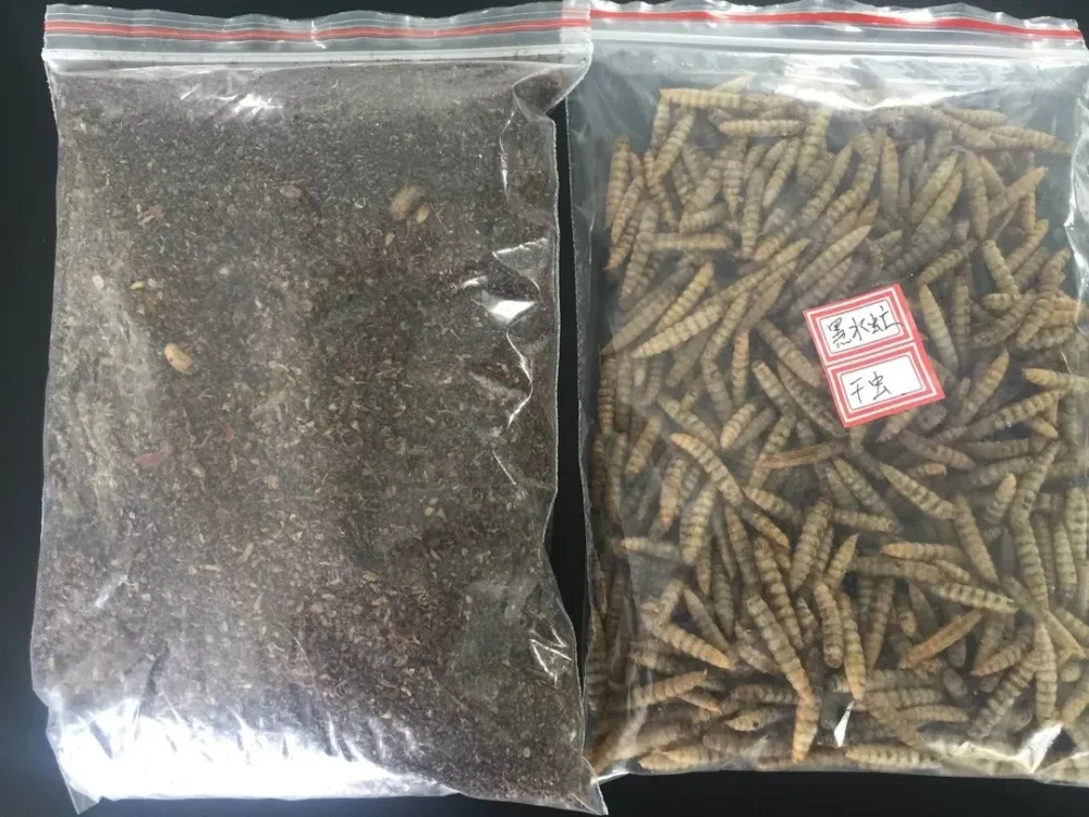 Microwave Dried Black Soldier Fly Larvae and Powder in Bulk Plastic Bags Made by Poworms Brand from Isemipet