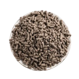 Bulk Paper Cat Litter Pellets in White Bowl High Absorbency Ecofriendly by Isemipet Isemipet Top View of Bulk Paper Cat Litter Pellets Filled to the Brim in a White Bowl by Isemipet
