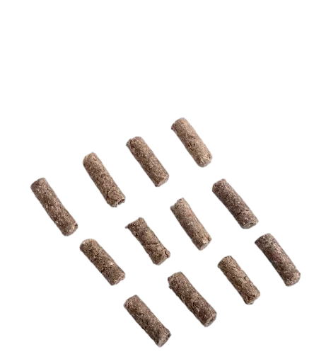 Close up of Individual Paper Cat Litter Pellets on White Background