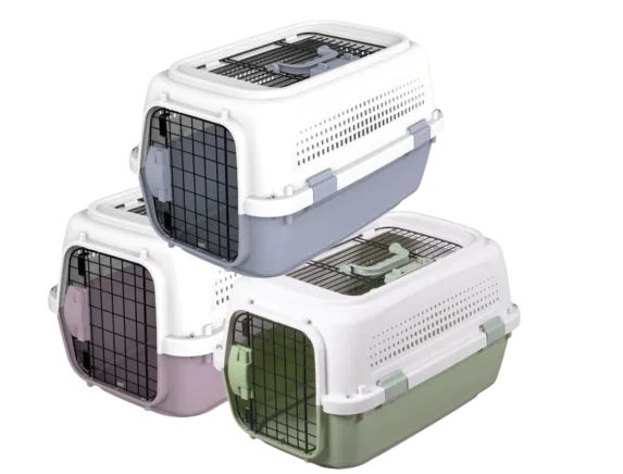 Stack of Three Hard shell Pet Carriers in Multiple Colors
