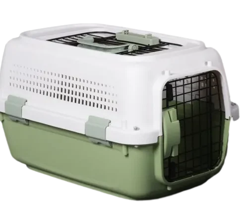 Semi open Pet Crate in Olive Green with Skylight and Air Holes
