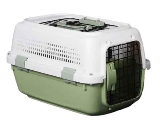 Semi open Pet Crate in Olive Green with Skylight and Air Holes