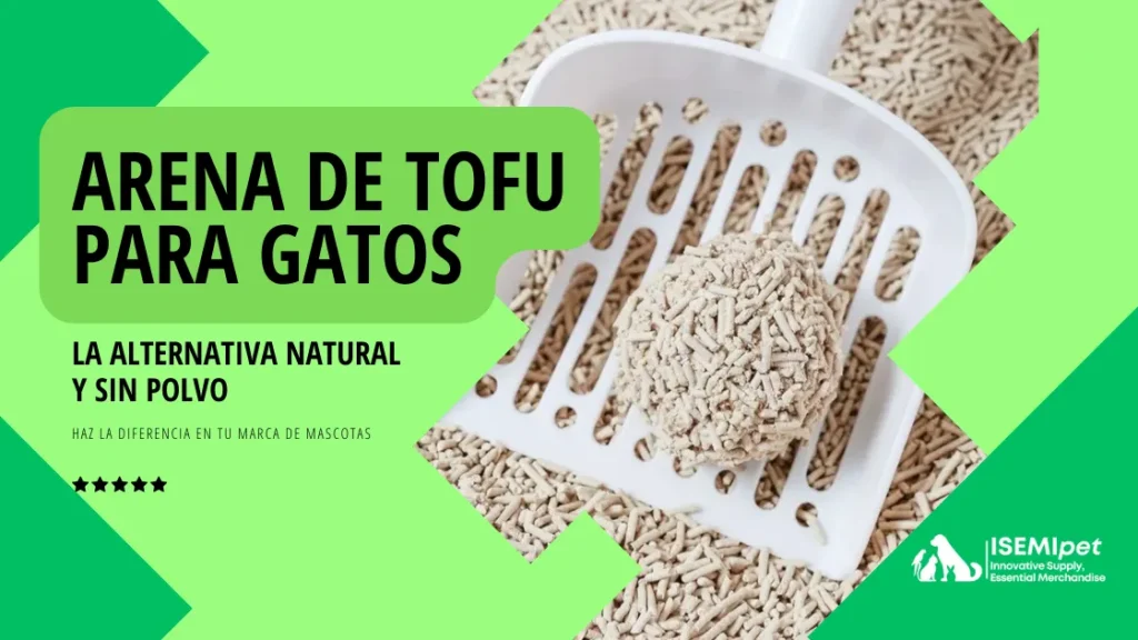 Arena De Tofu Para Gatos La Alternativa Natural Y Sin Polvo | Isemipet Isemipet Arena De Tofu Para Gatos Con Pala Blanca Mostrando Bola De Aglomeración Natural Y Fondo Verde Claro
