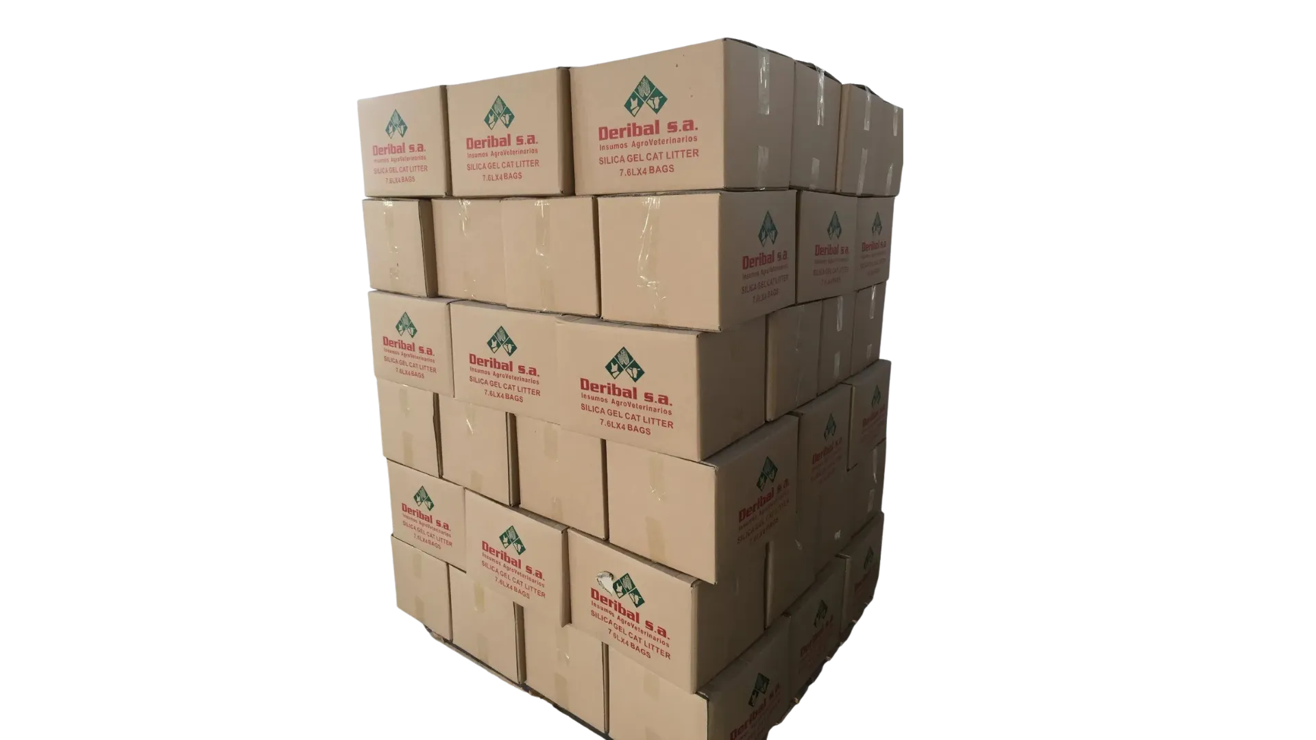 Side view of cardboard carton for wood pellet cat litter